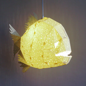 A deep sea creature - hanging  fish shaped lamp, nautical light for a kids' room.