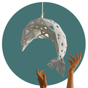 Dolphin Lampshade - 3D Paper Lamp for Your Home - Nursery, Kids' Room and Bedroom - CHILDREN'S LAMPS & DIY PAPER LIGHTS