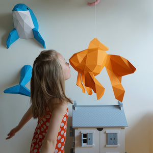 Goldfish PDF Templates - Creative Paper Sculpture for Nursery, Kids' Room, Children's Room - VASILI LIGHTS
